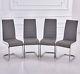 Modern 4 X Gray And White High Back Office Chairs Dining Chair With Chrome Legs