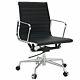 Modern Aluminium Office Chair Low High Back Ribbed 100% Genuine Italian Leather