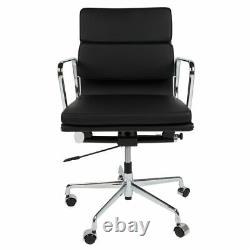 Modern Aluminum Office Chair Low High Back SoftPad GENUINE ITALIAN LEATHER