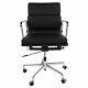 Modern Aluminum Office Chair Low High Back Softpad Genuine Italian Leather