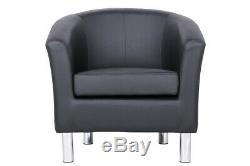 Modern Black Faux Leather Tub Chair Home Work Reception Office Bucket Armchair