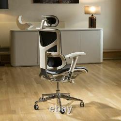 Modern Ergonomic Executive Office Chair Black Bonded Leather Headrest