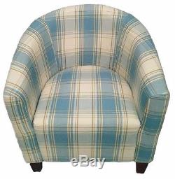 Modern Fabric Upholstered Tartan Tub Chair Sofa Armchair Dining Living Office