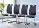 Modern Faux Leather Dining Chairs With Chrome Legs Office Chairs Set Of 4