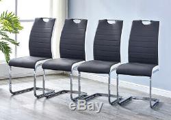 Modern Faux Leather Dining Chairs With Chrome Legs Office Chairs Set Of 4