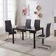 Modern Glass Dining Table Set And 4x Black White Side Faux Leather Office Chairs