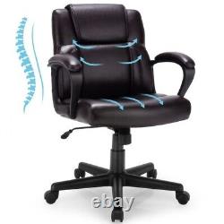Modern Mid-Back PU Leather Office Chair with Adjustable Height