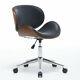 Modern Pu Leather Swivel Desk Chair Home Office Seat With Classic Wood Veneer