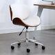 Modern Pu Leather Swivel Desk Chair Wood Veneer Home Office Seat Classic Beige