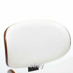 Modern PU Leather Swivel Desk Chair Wood Veneer Home Office Seat Classic Beige