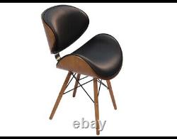 Modern Style DSW Faux Black leather Dining Office Chair With Walnut Finish