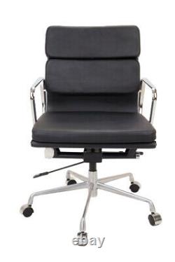 Modern Style Low Back Soft Pad Leather Office Chair Black