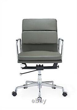Modern Style Low Back Soft Pad Leather Office Chair Dark Grey