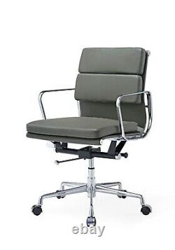 Modern Style Low Back Soft Pad Leather Office Chair Dark Grey