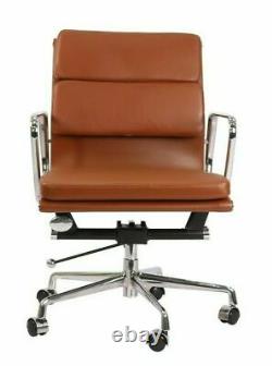 Modern Style Low Back Soft Pad Leather Office Chair Tan Brown