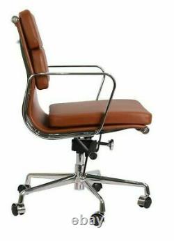 Modern Style Low Back Soft Pad Leather Office Chair Tan Brown