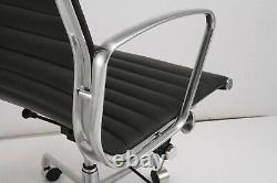 Modern Style Low Back Thin Pad Leather Office Chair Black