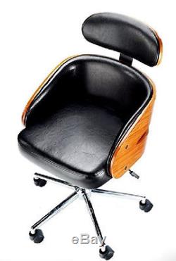 Modern Swivel Chair Vintage Retro Style Office Leather Seat Adjustable Funky Tub