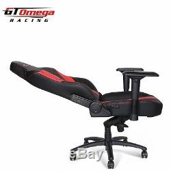NEW GT Omega MASTER XL Racing Office Chair Black and Red Leather