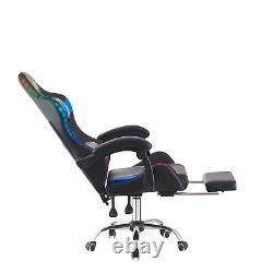 NEW Racing Gaming Chair LED Lights Executive Office Adjustable Recliner Footrest