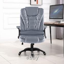 Neo Executive Leather Fabric Home Office Recliner Padded Reclining Swivel Chair