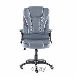 Neo Executive Leather Fabric Home Office Recliner Padded Reclining Swivel Chair