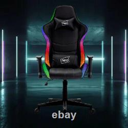 Neo LED Lights Racing Gaming Computer Office Swivel Recliner Leather Chair