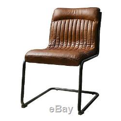New Capri Real Leather Chair Industrial Office Dining Chair Antique Tan £395