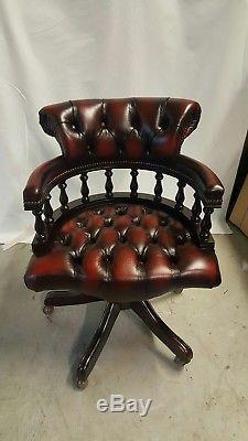 New Chesterfield Captains Office Chair Antique Leather Uk Made In Our Factory