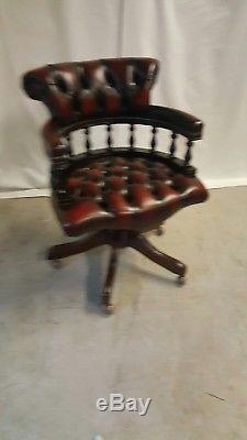 New Chesterfield Captains Office Chair Antique Red Uk Made In Our Factory