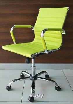 New LIME GREEN Ribbed Designer Office Chair Faux Leather