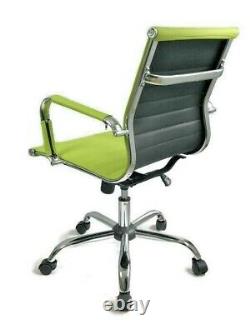 New LIME GREEN Ribbed Designer Office Chair Faux Leather
