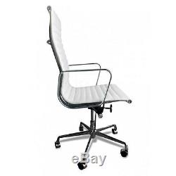 New Office Chair High Back Ribbed Mid White Leather