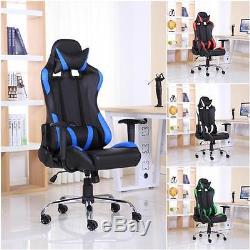 New Reclining Leather Sports Racing Gaming Office Computer Luxury Chair