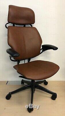 New Tan Leather Humanscale Freedom Headrest Coat Hanger Ergonomic Office Chair