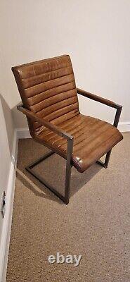 Nkuku Wamma Leather Desk Chair, Dark Brown