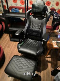 Noblechairs EPIC Gaming Chair Black PU leather Green stitching + Footrest