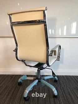 Nola White Leather Executive Office Chair