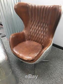 OFFICE AVIATOR EGG CHAIR REAL LEATHER Now In Stock