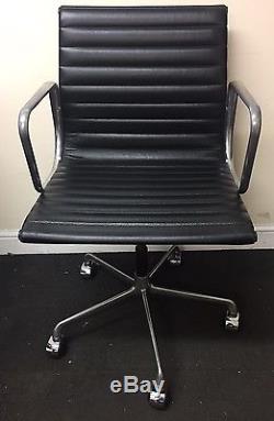 ORIGINAL ICF CHARLES EAMES Beautiful Vintage Office Chair! Black/Leather