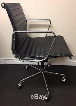 ORIGINAL ICF CHARLES EAMES Beautiful Vintage Office Chair! Black/Leather
