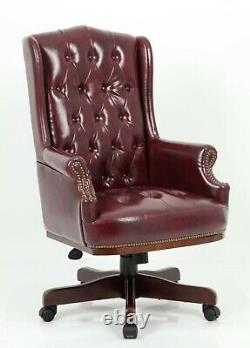 OX Blood Captains Leather Desk Office Chair Chesterfield High Back Managers