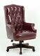 Ox Blood Captains Leather Desk Office Chair Chesterfield High Back Managers