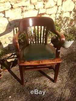 Oak Desk/Office Chair With Leather Seat
