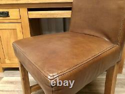 Oak Furniture 100% Solid Oak Office Desk Table Pedestal Storage & Leather Chair