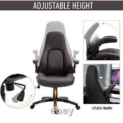 Office Chair 360° Swivel Ergonomic Adjustable Height PU Leather Coffee Contrast
