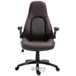 Office Chair 360° Swivel Ergonomic Adjustable Height PU Leather Coffee Contrast