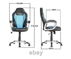 Office Chair Computer Desk Swivel PU Leather Study Gaming Chair Blue Green Black