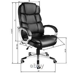 Office Chair Ergonomic Executive Swivel Desk Computer PU Leather Padding Black