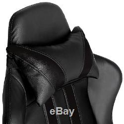 Office Chair Executive Racing Gaming Car Seat With Back Support Leather Black